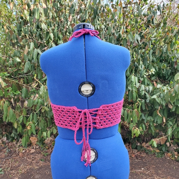 Custom Crochet Summer Beach Halter Boho Top - Picture 2 of 4